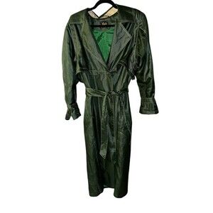 Luba Paris 80s Full‎ Length Green Trench Rain Coat Size 11/12